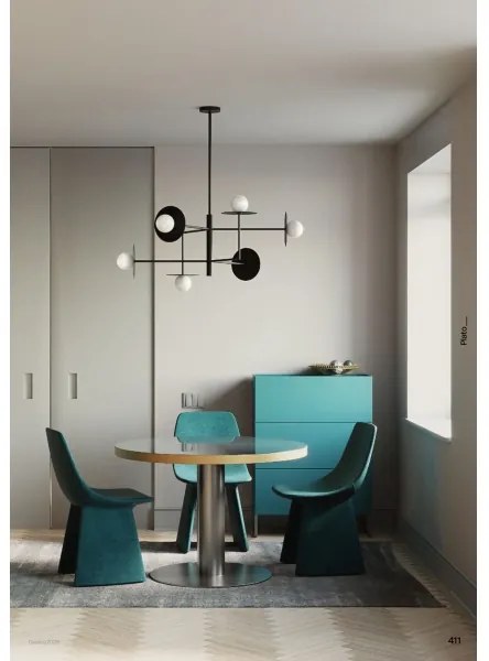 Redo 01-2753 - Luster na tyči PLATO 8xG9/10W/230V čierna