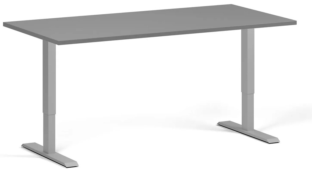 Výškovo nastaviteľný stôl, 160x80 cm, 1 motor, sivá podnož, grafit