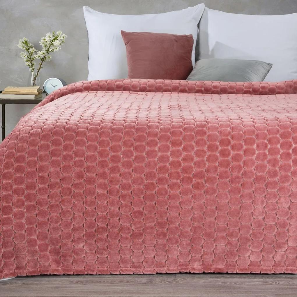 DomTextilu Tmavo ružová deka s veľkým vzorom guličiek  150 x 200 cm 45006-209680 Ružová