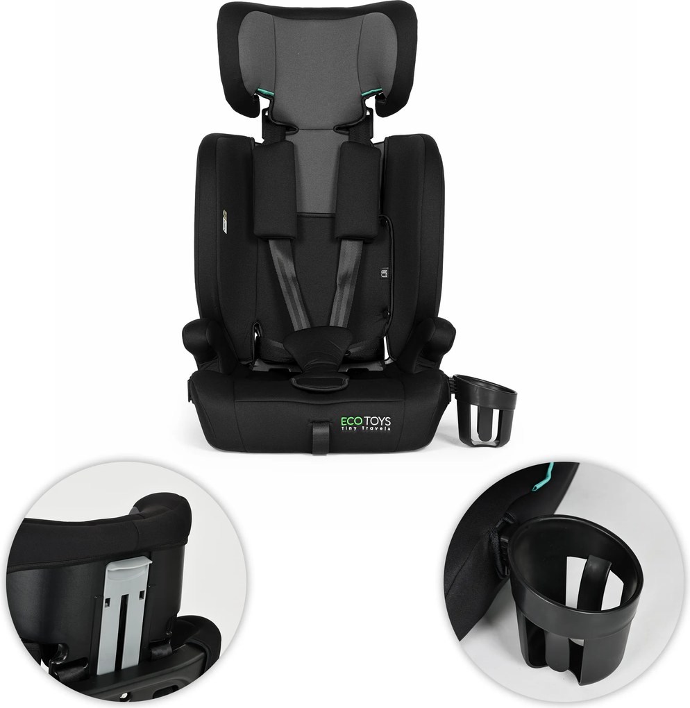Detská autosedačka pre deti s výškou 76–150 cm, R129, držiak na nápoje ECOTOYS