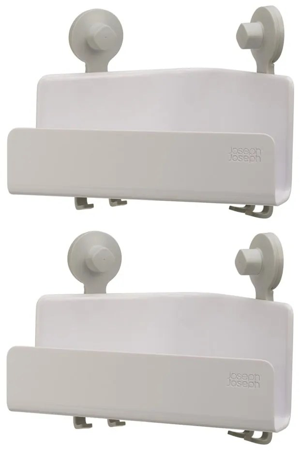 Biele rohové samodržiace plastové kúpeľňové poličky v súprave 2 ks EasyStore - Joseph Joseph