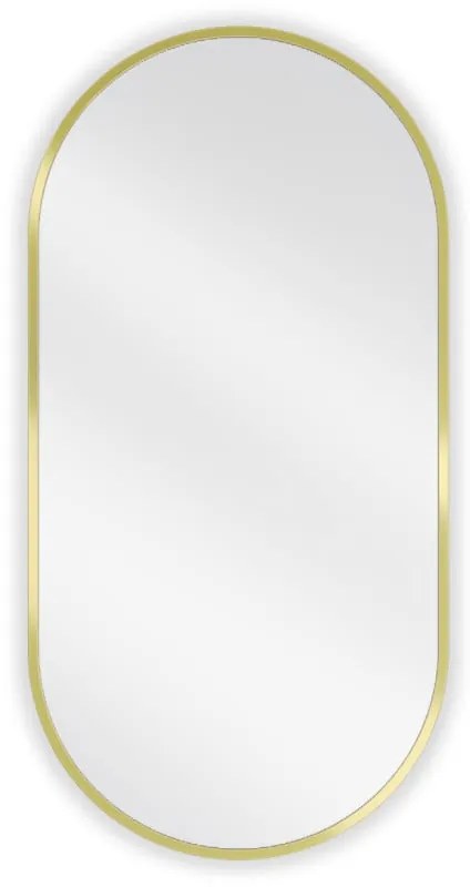 Mexen Loft, oválne kúpeľňové zrkadlo 80 x 40 cm, farba rámu zlatá lesklá, 9851-080-040-000-50