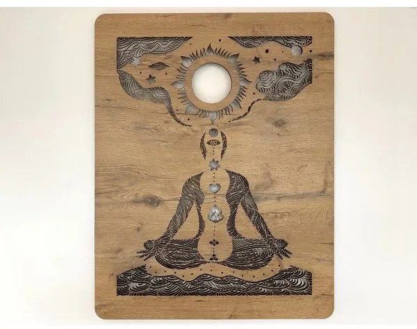 Li-Go 4421/A/4 - LED nástenná dekorácia LED/10W/5V 30000 mAh 70x90 cm dub/čakry