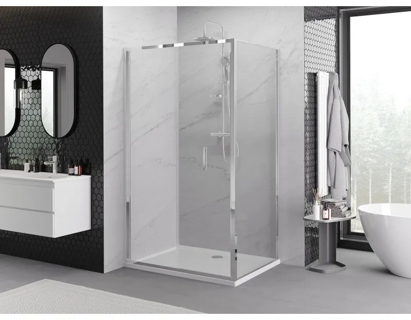 Mexen Exo, sprchovací kút so skladacími dverami 90 x 70 cm, 6mm číre sklo, chrómový profil, 816-090-070-01-00