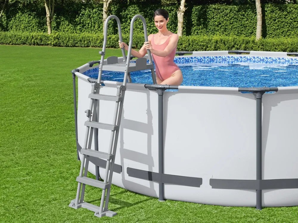 Bazénový rebrík Bestway 132 cm - bezpečný, protišmykový, kovový 58332