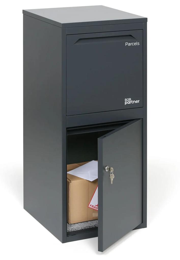 Poštová schránka na listy a balíky s možnosťou inštalácie do muriva, sivá, 972 x 412 x 432 mm
