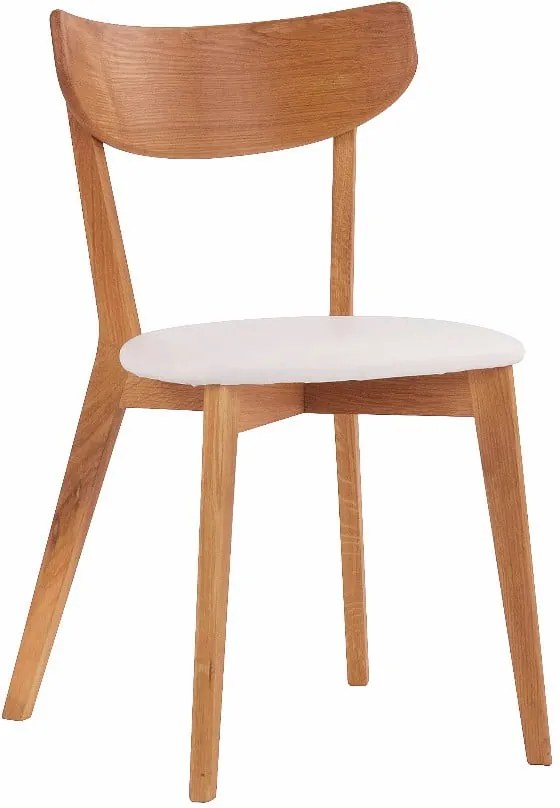 Hnedá dubová jedálenská stolička s bielym sedadlom Rowico Ami