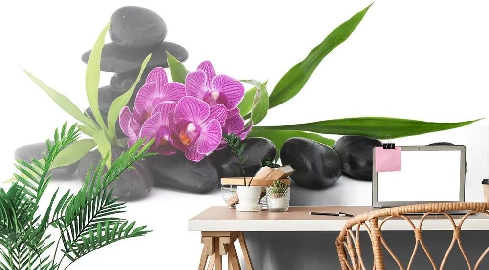 Samolepiaca tapeta fialová orchidea v Zen zátiší - 300x200