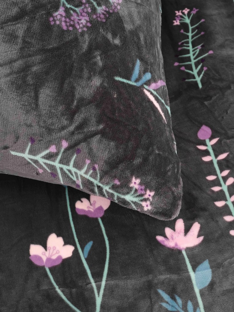 Obliečky mikroplyš Exclusive – Vlčie maky tmavosivé