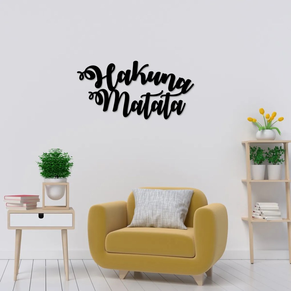 Nástenná kovová dekorácia HAKUNA MATATA čierna