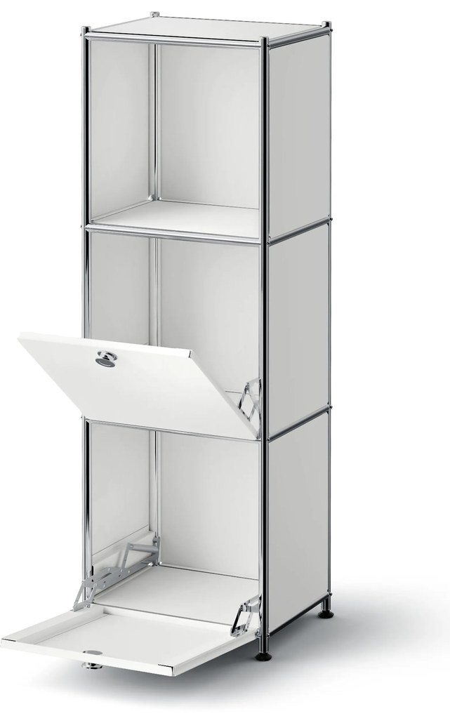 Kovová komoda »CN3 Slim Line« s 2 výklopnými priečinkami, biela