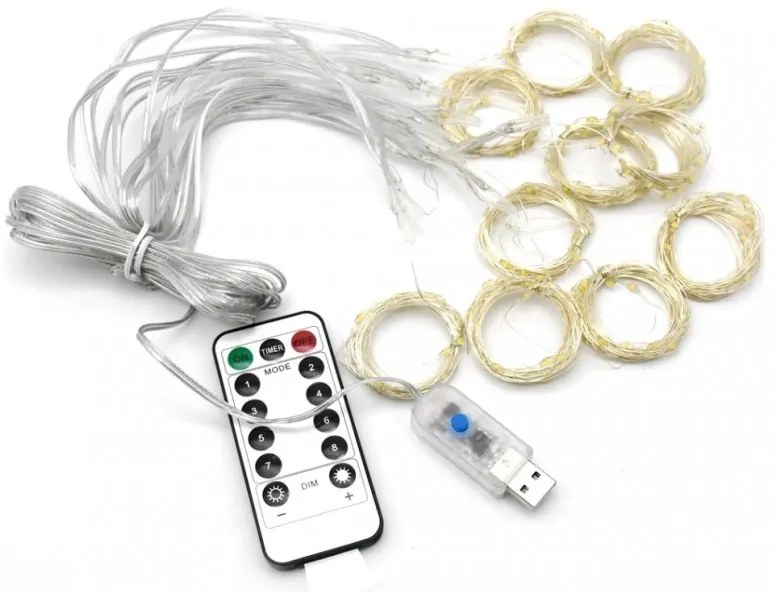 LED svetelný záves STAR RAIN 3x3 m, teplá biela