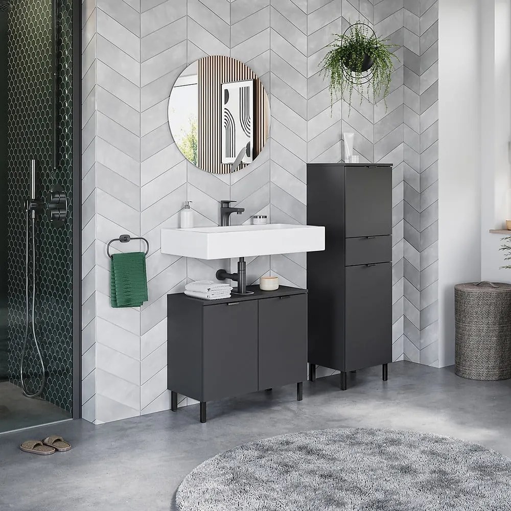 Antracitová skrinka pod umývadlo 60x56 cm Arcena – Germania