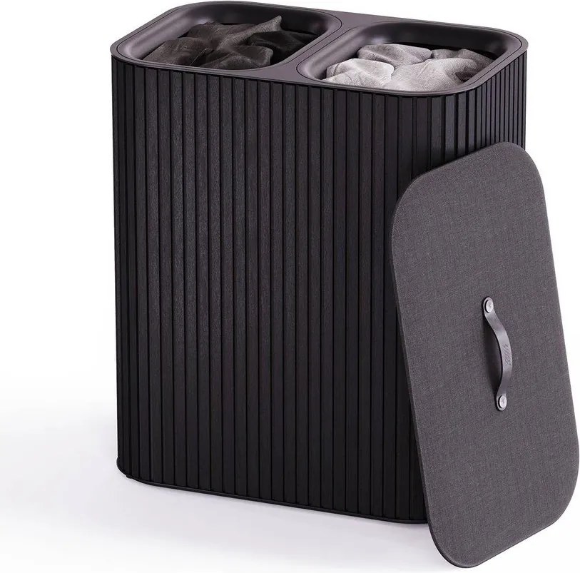 Čierny bambusový kôš na bielizeň 2x45 l Tota Luxe – Joseph Joseph