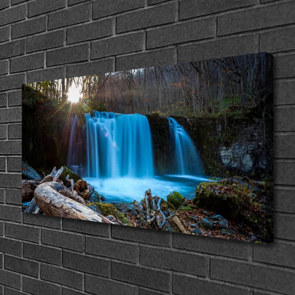 Obraz Canvas Slnko vodopád príroda 125x50 cm