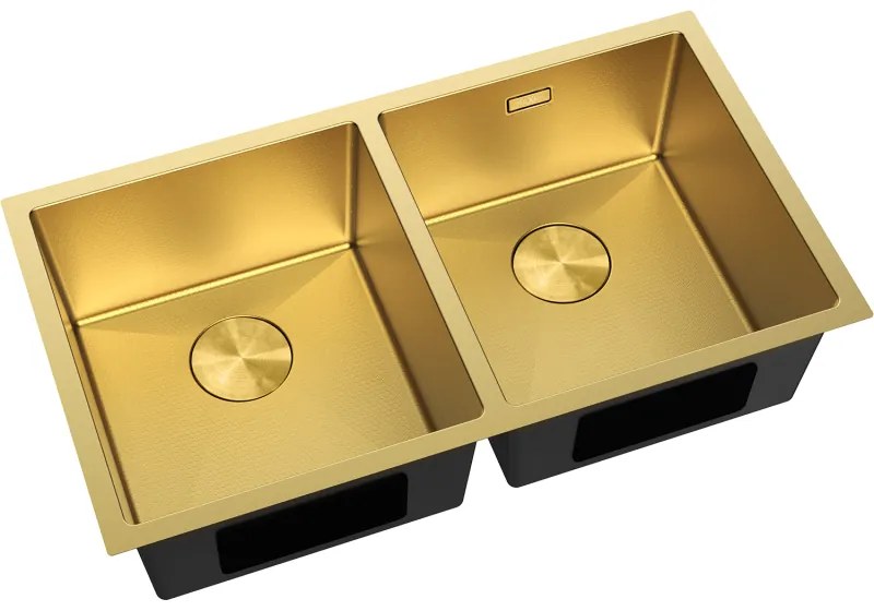 Mexen Binox, 2-komorový nerezový drez 800 x 450 mm, brúsená zlatá, vzor voština, 6421802000-55HC