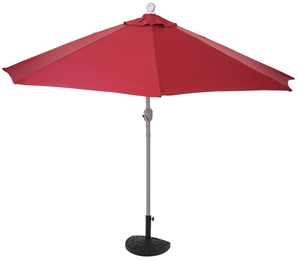 Slnečník polkruh Parla - polyester/hliník - 270cm bordová so stojanom