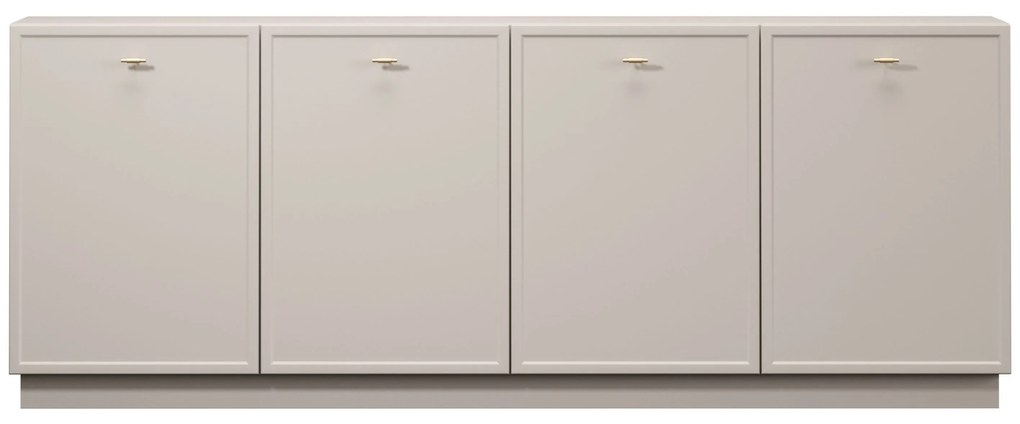 Komoda Lorini 200 cm štvordverová - kašmír / zlaté úchytky T-bar