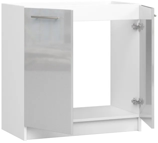 Spodná kuchynská skrinka pod drez OLIWIA S80 biela / metalická, lesk