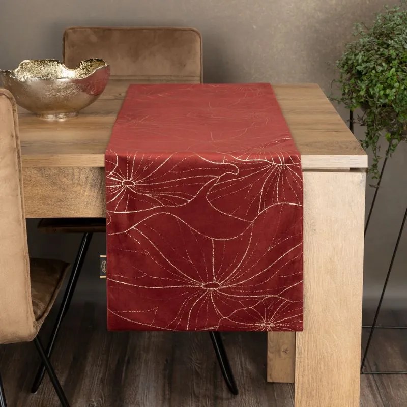 Dekorstudio Elegantný zamatový behúň na stôl BLINK 18 tehlový Rozmer behúňa (šírka x dĺžka): 35x220cm
