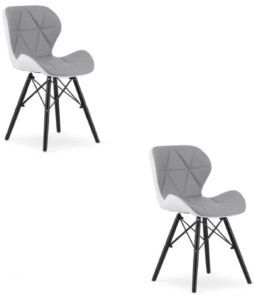 Set dvoch jedálenských stoličiek LAGO ekokoža, sivé / biele / čierne (2 ks)
