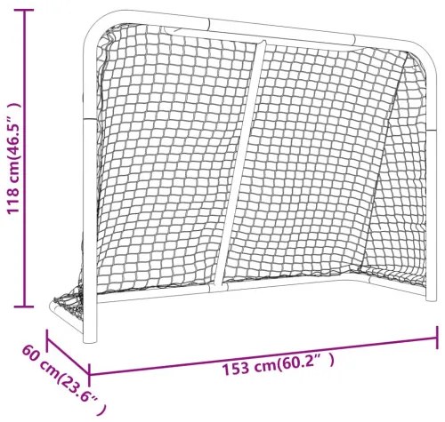 vidaXL Hokejová bránka červeno-biela 153x60x118 cm oceľ a polyester-