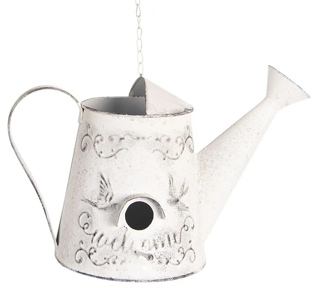 Biela dekoračné vtáčia búdka v tvare kanvy - 37 * 21 * 23 cm