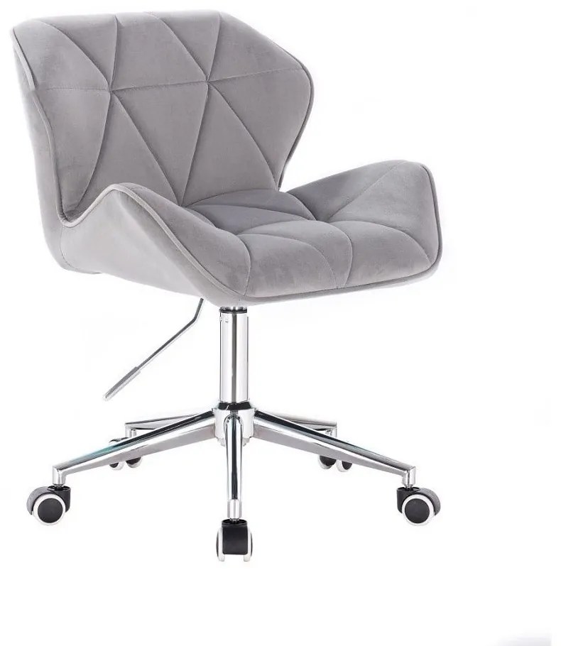 LuxuryForm DESIGN Stolička MILANO VELUR na striebornej podstave s kolieskami - svetlosivá