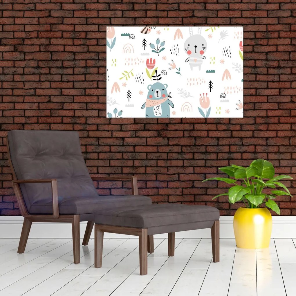 Obraz - Zvieratká na lúke (90x60 cm)