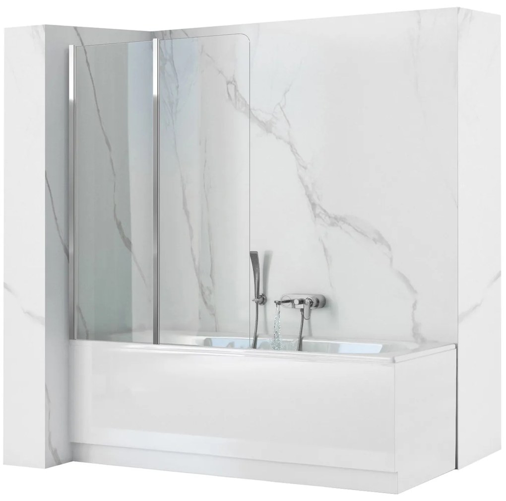 Rea Agat-2, vaňová zástena, 2-krídlová, 100 x 140 cm, chróm-transparentná, REA-W0300