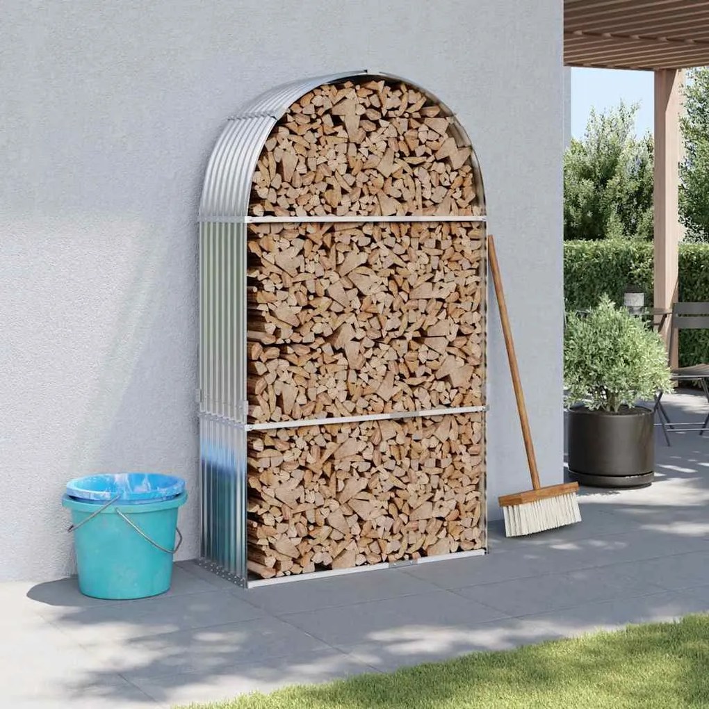 Držiak na polená strieborný 120x45x210 cm pozinkovaná oceľ 364592