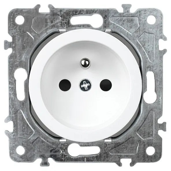 Elhard Okrúhla zásuvka Rondo s okrúhlym rámčekom, biela - kompletná RD6000W