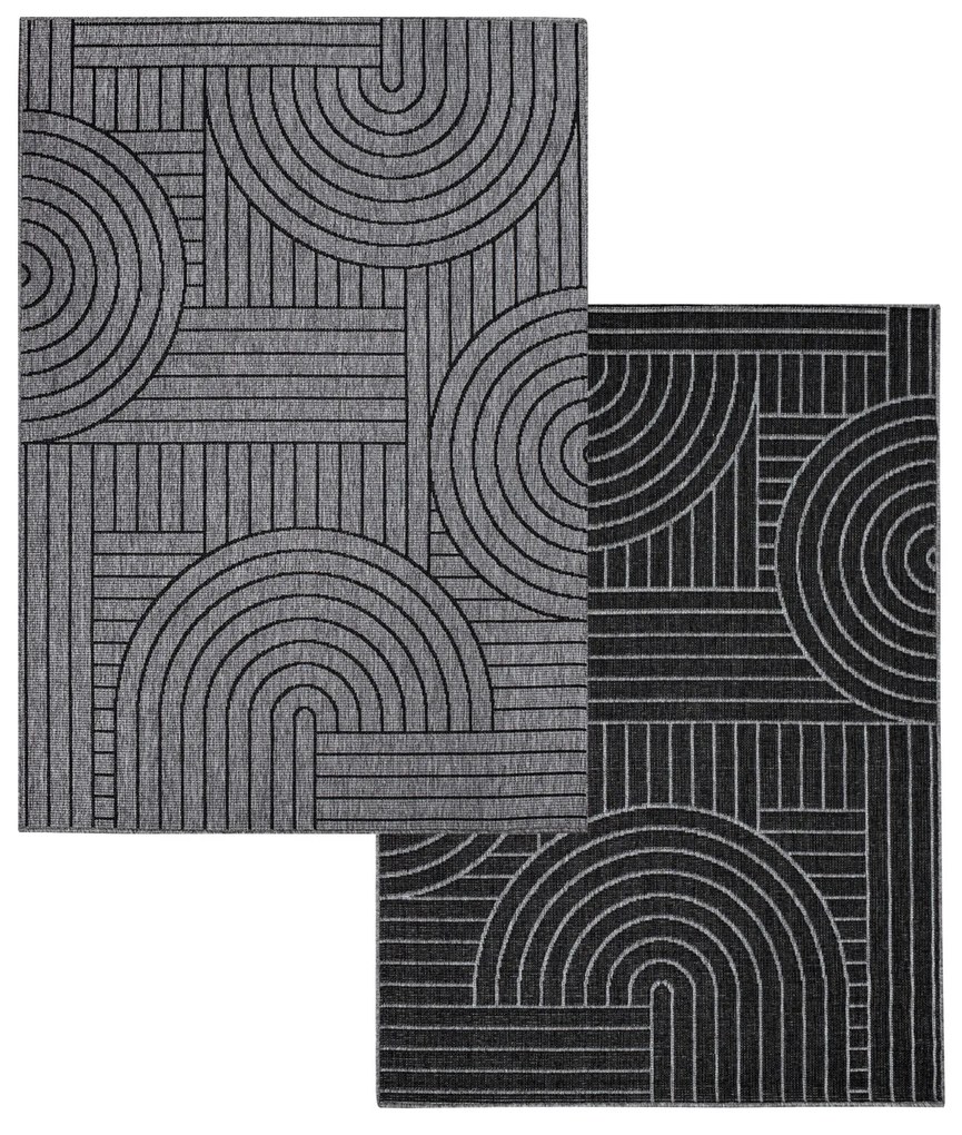 Dekorstudio Obojstranný koberec na terasu DuoRug 5842 - antracitový Rozmer koberca: 200x290cm