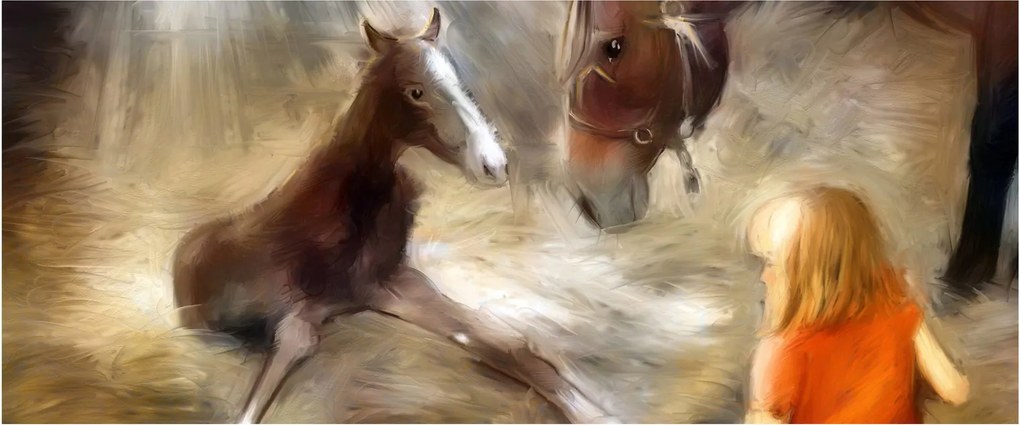 Obraz - Vitaj na svete, žriebätko (120x50 cm)