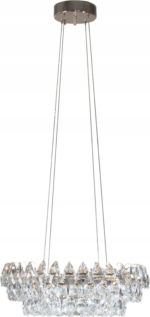 Kryštálový previs so zlatým akcentom nad schody, vysoký strop Barletta Led