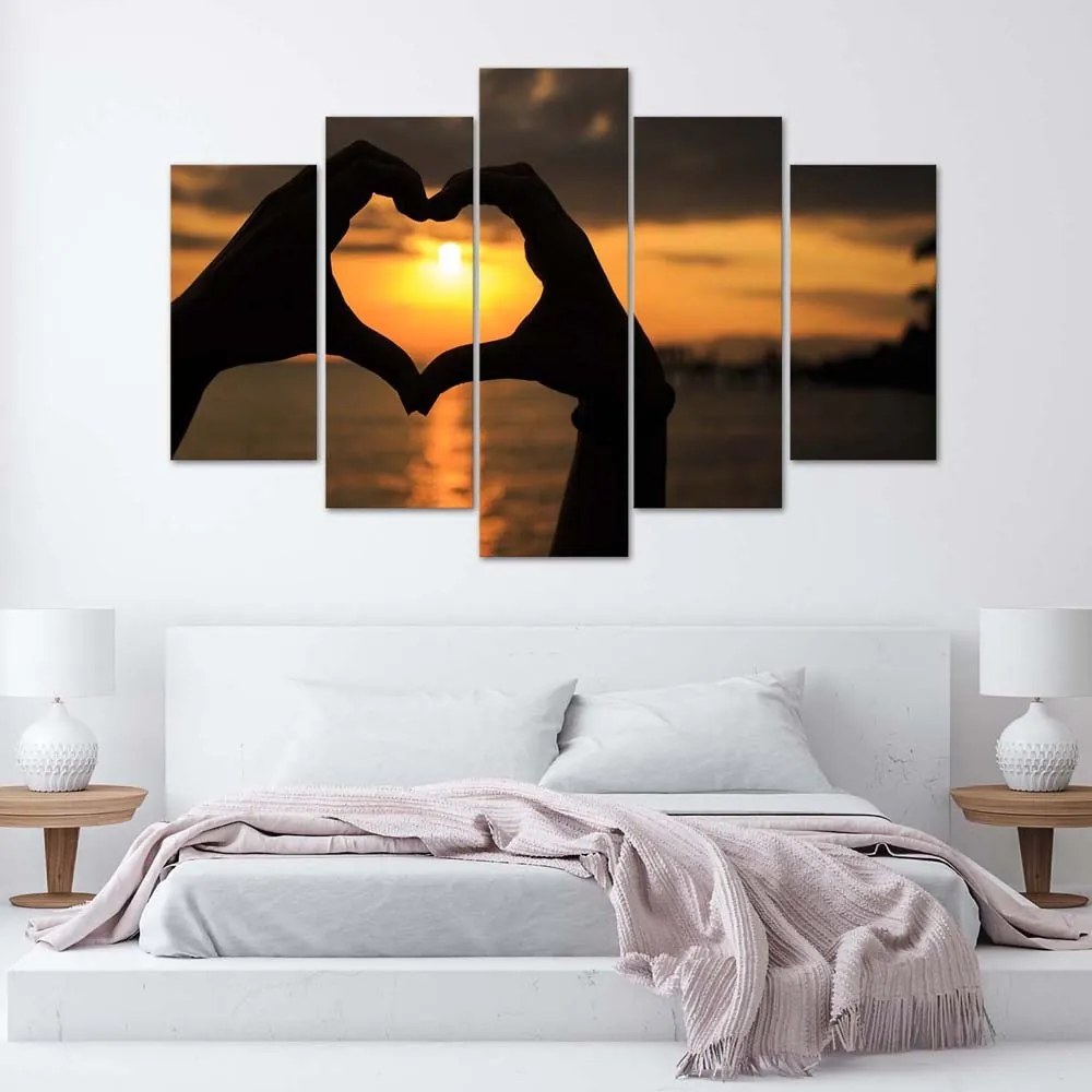 Gario Obraz na plátne Symbol palmového srdca - 5 dielny Rozmery: 150 x 100 cm