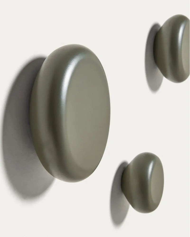 Sivozelené nástenné drevené háčiky v súprave 3 ks Nadue – Kave Home