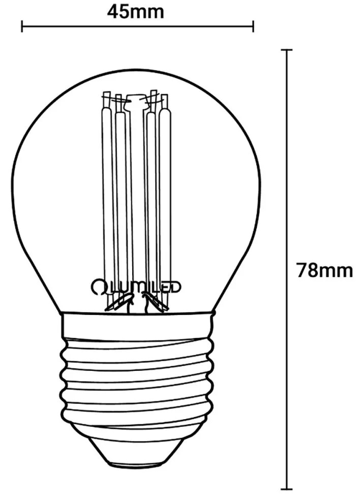 LED žiarovka E27 P45 Filament 7W = 60W 806lm 4000K Neutral 360° LUMILED