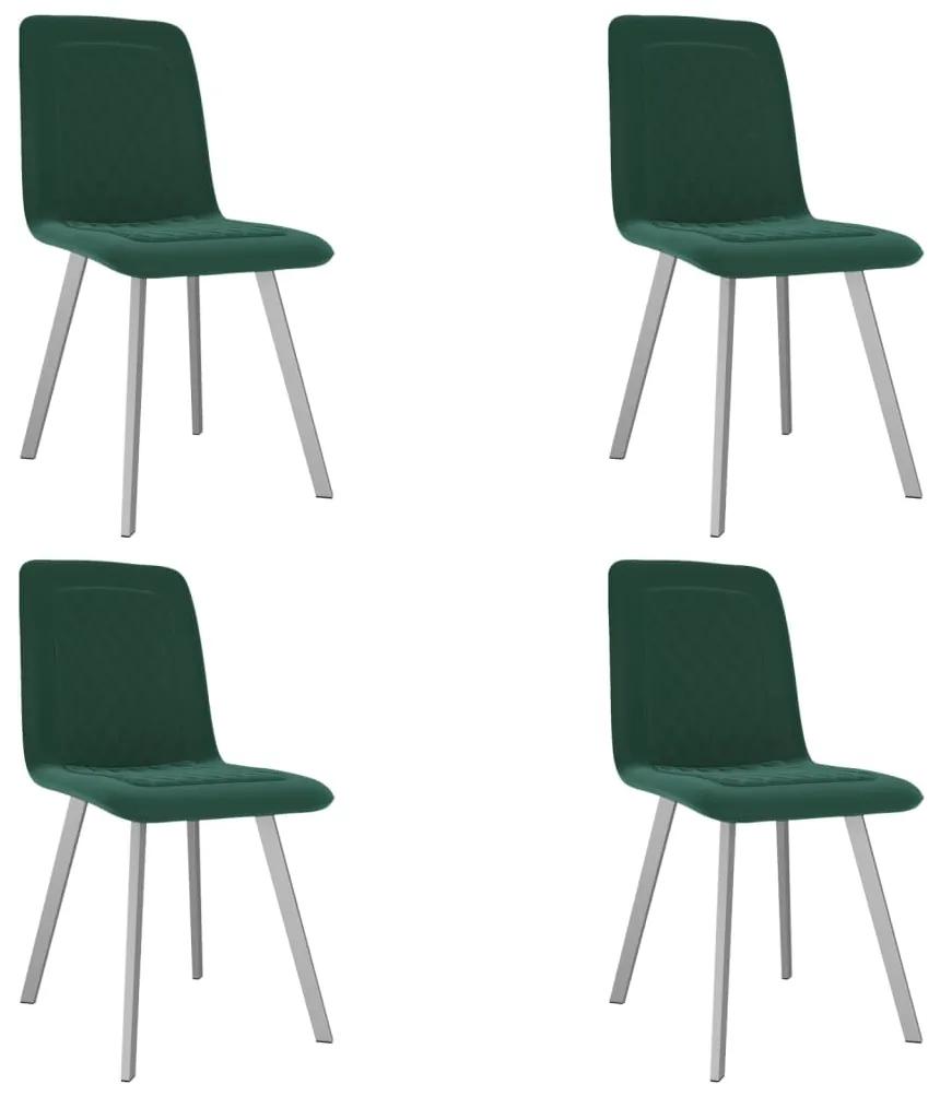 Jedálenské stoličky 4 ks, zelené, zamat