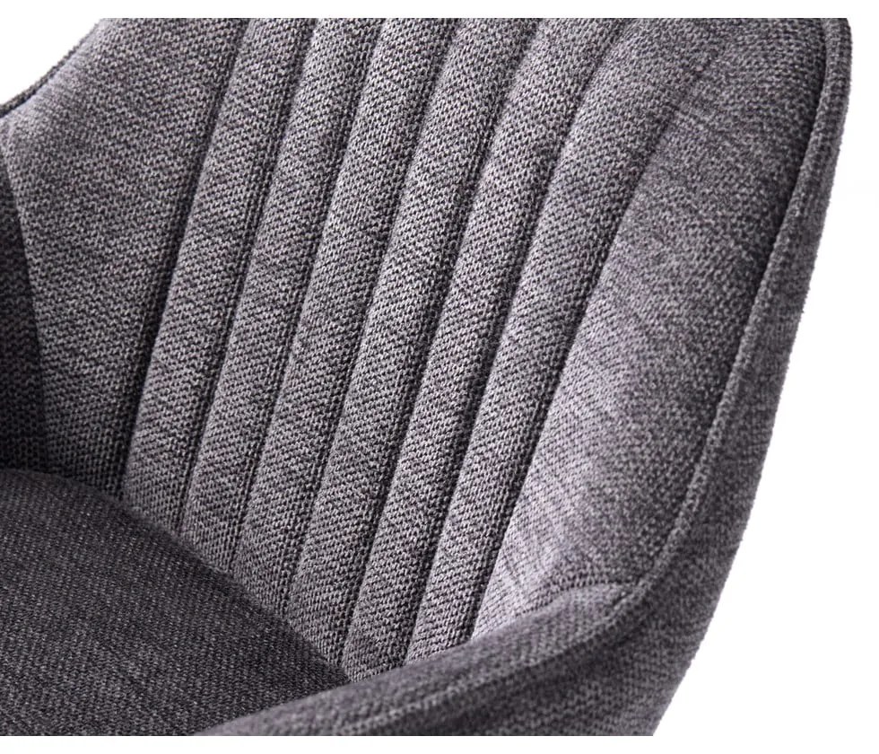 Tmavosivá čalúnená barová stolička s nastaviteľnou výškou/s podrúčkami (výška sedadla 65 cm) Nolan – Unique Furniture