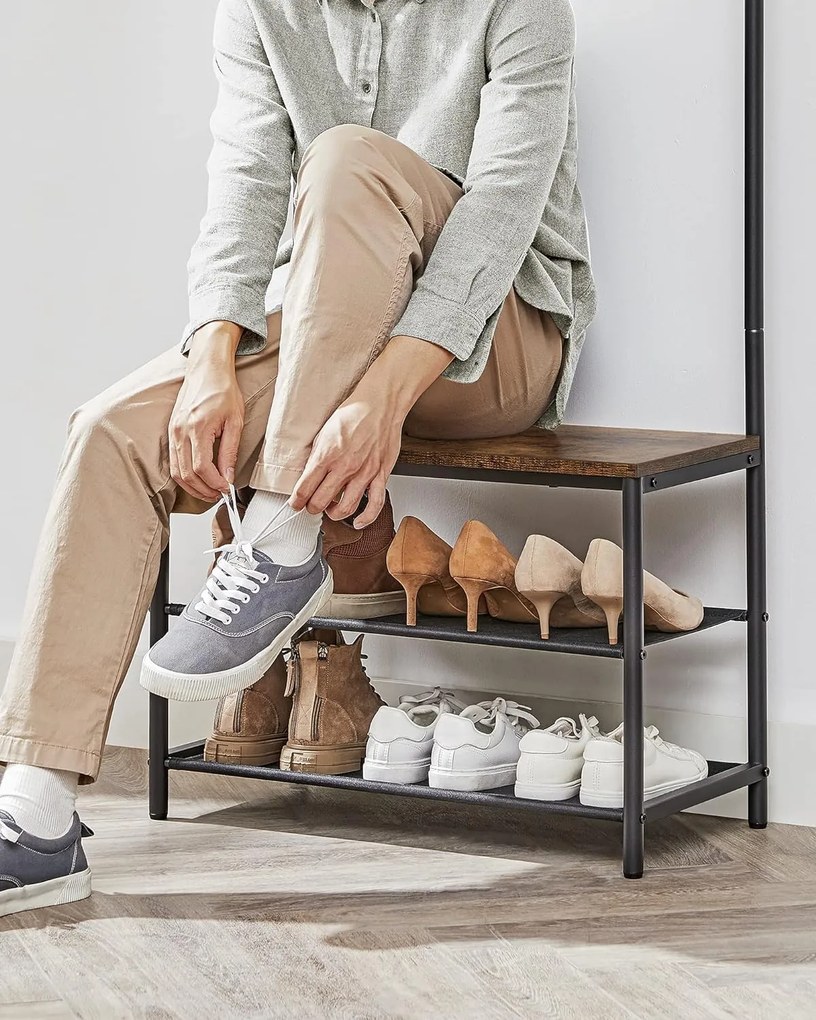 Predsieňová stena TAYLOR s botníkom 180x64 cm, rustikálne hnedá