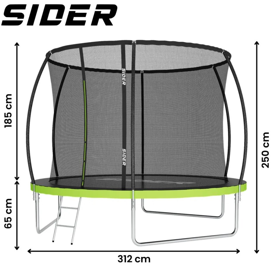 Záhradná trampolína pre deti SIDER 10FT - Ø 312 cm so sieťou vo vnútri a rebríkom