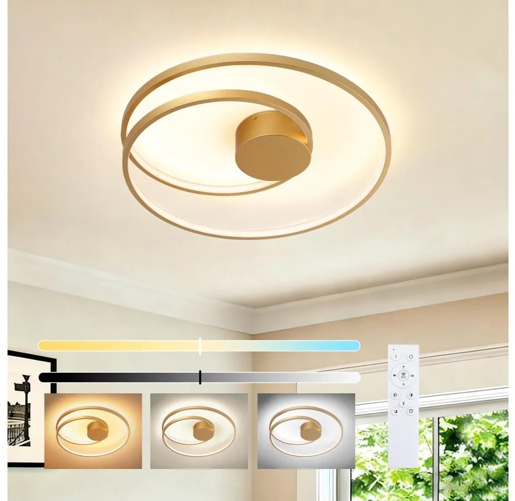 Brilagi- stmievateľné LED stropné svietidlo TWISTER LED/48W/230V pr. 50 cm zlaté + diaľkový ovládač