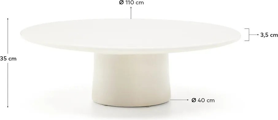Betónový okrúhly Záhradný konferenčný stolík ø 110 cm Albanella – Kave Home