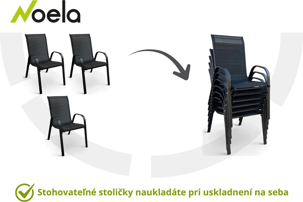 Noela Záhradný jedálenský set Viking XL 190cm + 8x kovová stolička Ramada