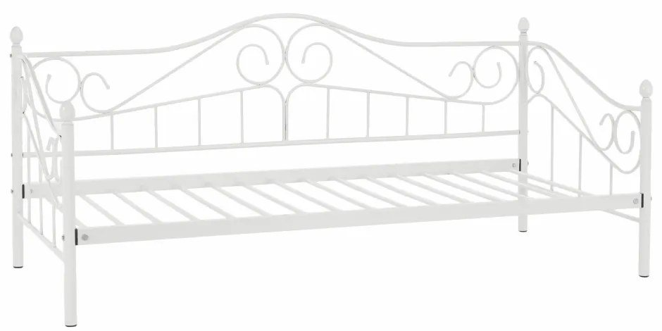 Kovová jednolôžková posteľ s roštom Daina 90x200 cm - biela