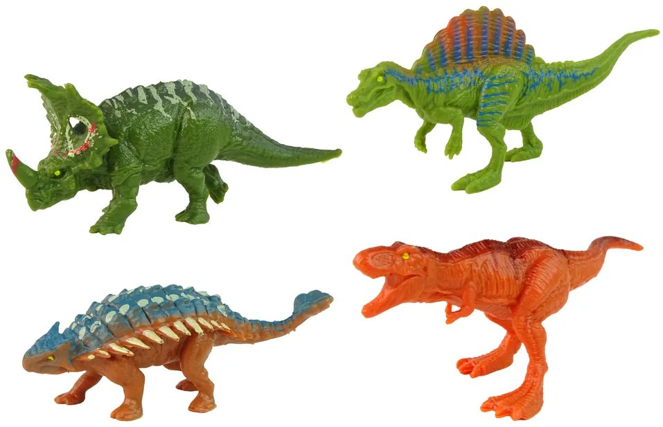 Lean Toys Hnedé vozidlo s prívesom a motívom Dinosaura - 4 kusy dinosaura