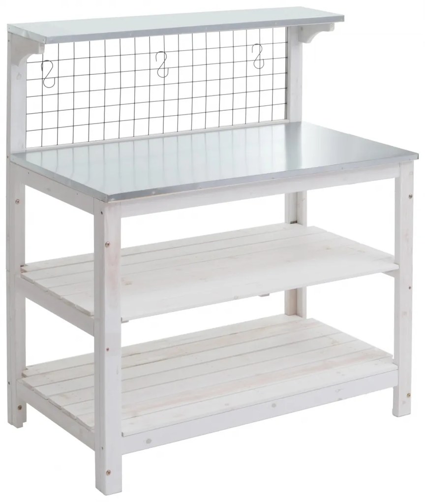 Stôl na rastliny HWC-N55, drevo - biela