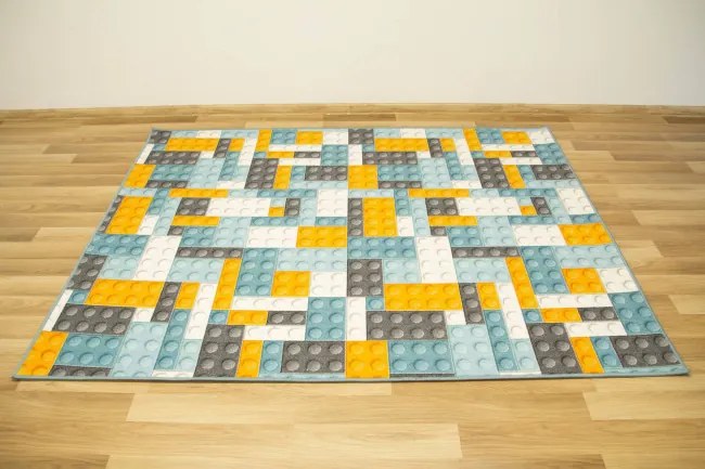 Detský koberec kocky lego orange