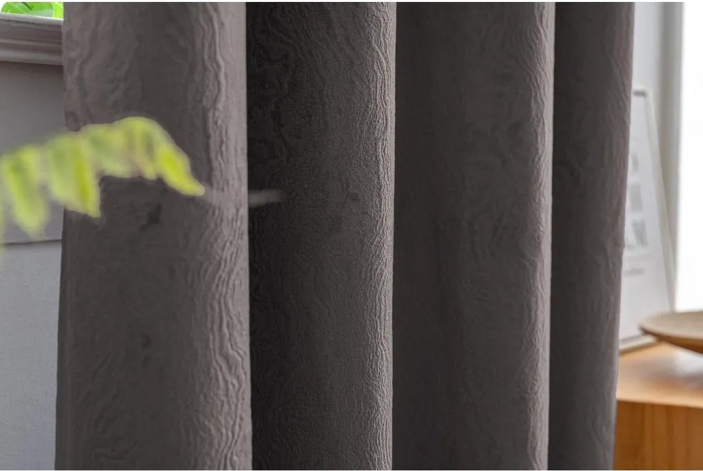 Zatemňovací záves DUNES VELVET 140x250 cm, tmavosivý Zavesenie: Kovové krúžky